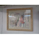 Ornate modern framed print of a young woman signed