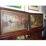 Pr. Of Oak framed Genre prints of Interior scenes by M Dovaston