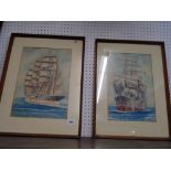 2 Framed Watercolours 'SS Lawhill' and another similar
