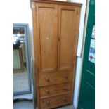 Edwardian Pine cabinet with 3 drawer base