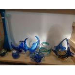 Collection of assorted Murano and other Coloured Studio glass vases and bowls