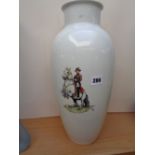 Porcelain Vase depicting Napoleonic Soldier on horseback marked to base Vienna Austria