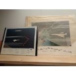 Framed Print of The QE2, Red Arrows and Concorde signed by Crew and 2 other pictures