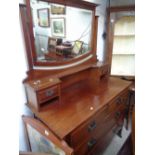 Art Nouveau Walnut dressing chest of 2 over 2 drawers with mirror back