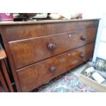 Victorian Mahogany chest of 2 drawers with turned handles and mother of pearl inset handles