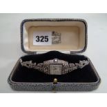 Ladies Silver cased Bernex Cocktail watch with inset Marcasite