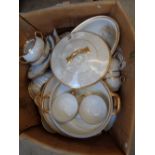 Large Box of 19thC Gilded Porcelain dinnerware