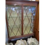 Edwardian Glazed China cabinet with Diamond front to fitted floral interior above apron under tier
