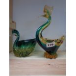 Murano Glass Duck and a Murano glass swan