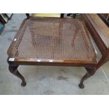 Caned Square Luggage Stand on walnut frame with cabriole legs