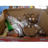 Box of assorted Ceramics and Silverplated ware