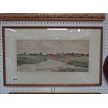 Framed Watercolour of a scene along the Great Ouse by Robert Winter Fraser RI