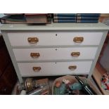 Edwardian Painted chest of 3 drawers with brass drop handles