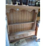 Pine panel backed kitchen plate rack