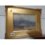 Gilt framed mixed Medium 'Sultry Weather Barmouth' by R J Buchanan signed
