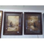 Pr. Of Sepia Watercolours depicting Maritime scenes signed C J Parry