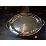 Large 20thC Silverplated two handled Oval Salver