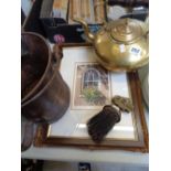 Chantry Chapel St Ives Fireside brush, Brass Kettle and 2 pictures