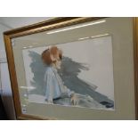 Watercolour of a Woman signed R M Bolton gilt framed