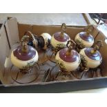 Set of 6 Fox Hunting decorated hanging light fittings