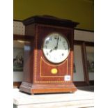 Edwardian Walnut Inlaid Mantel clock with Dial face