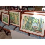 Set of 8 Framed watercolours of assorted Asian Landscape scenes signed C Samual