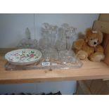 1950s Glass dressing table set, Old Foley Pin dish and a Second Nature Teddy