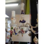 Capodimonte 5 Branch Chandelier with floral decoration