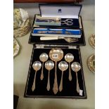 Qty. of early 20thC Silverplated cased cutlery and a qty. of small silver ware