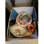 Pr. Of Chinese Blue and white plates, Bavarian Transfer printed pierced bowl and assorted pottery