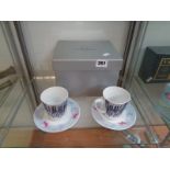 Boxed Royal Worcester 2 Piece coffee can set 'Dare to be Different' by Sarah Jane Szikora