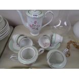 R C Japan floral decorated Coffee set with silver banding