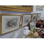 Set of 4 Gilt framed engravings from Ashburtons History of England and 2 other prints