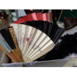 Collection of assorted Edwardian and later Fans inc.Black Ostrich etc.