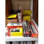 Collection of OO Gauge Hornby buildings with track and Large track board