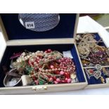 Jewellery Box with a collection of costume and Silver jewellery