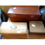 Walnut Slide box, Oak jewellery box and a small square oak box