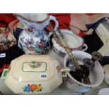 Art Deco Baker & Co Tureen, Masons Ironstone wash jug, chamber pot and assorted items