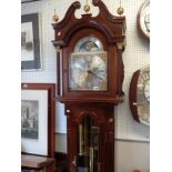 Good quality 20thC Long case clock with brass moon phase face made in bodmin