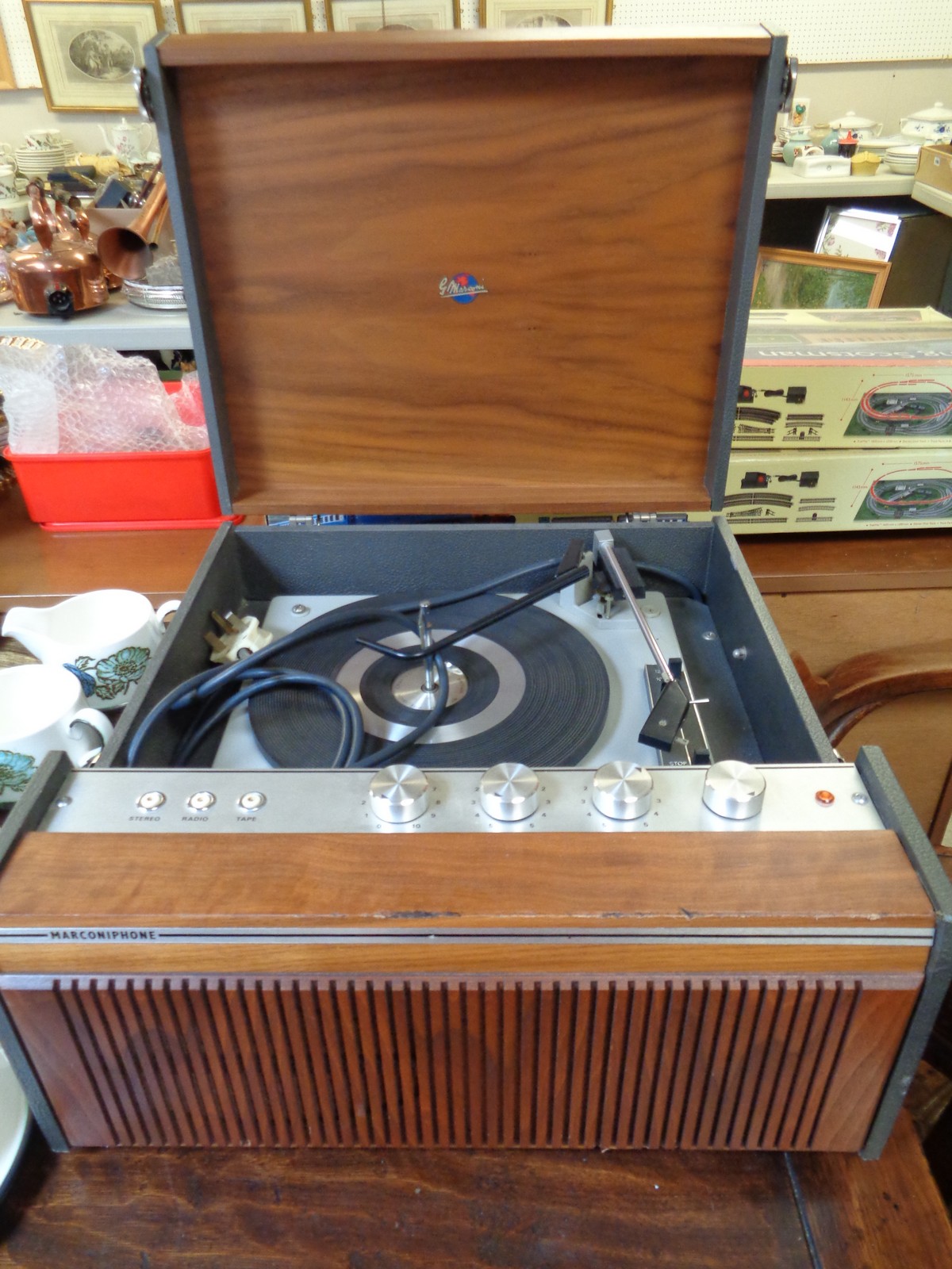 G Marconi Marconiphone record player in walnut case