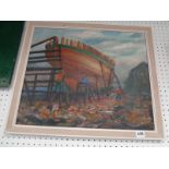 'The Boat Builders' by Frost Mc Duff framed