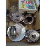 WMF Ikora planished dish, Edwardian Silverplated 3 Piece teaset and assorted bygones