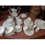 Royal Albert Caroline pattern teaset and a qty. of Royal Doulton Arcadia pattern dinnerware