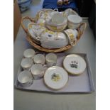 Roslyn China transfer printed teaset and a Royal Worcester set of 6 Floral decorated coffee cans