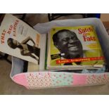 Box of assorted Records and Singles inc. Louis Armstrong, Martha Kitt etc.