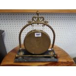 Late 19thC Brass table top dinner gong with hammer