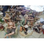 Qty.of Capodimonte figurines and a Pr. Of Edwardian posy vases