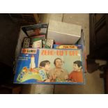 Box of various Vintage games inc. Zero Lift off, Lotto etc.