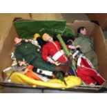 Box of 1960s & 1970s Action man figures and clothing