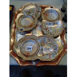 Bone China Kutani Gilded tray and 3 Kutani TV Dishes